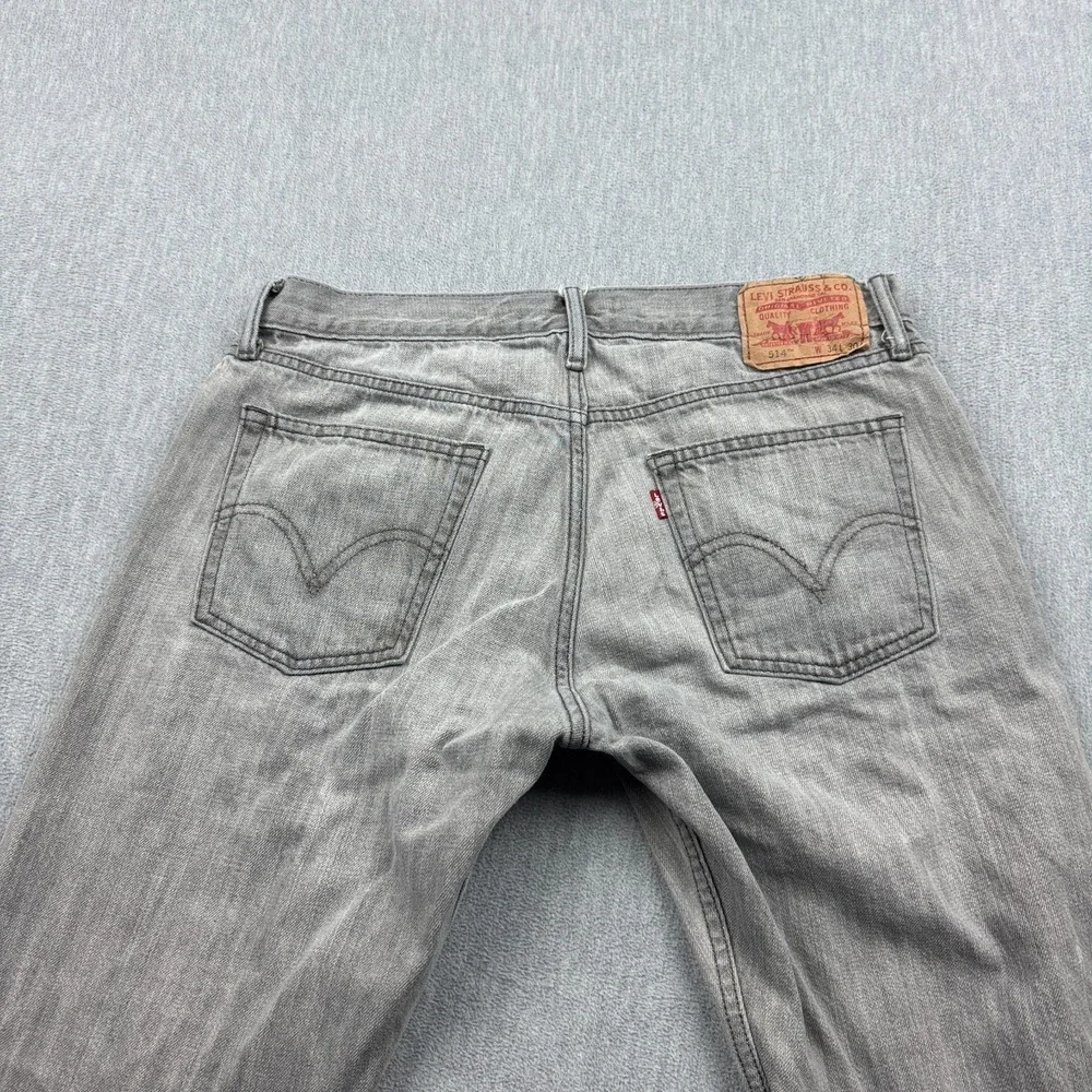 Levis 514 Jeans Men 34x30 Gray Slim Straight Fit Classic Pockets Stretch Zip Fly